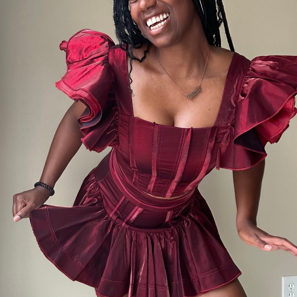 Sofie the Label Red Ruffle Skirt Set Size Medium